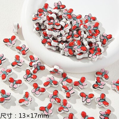 Mărgele ceramice din seria Roșu Foc Accesorii pentru bijuterii cu margele libere