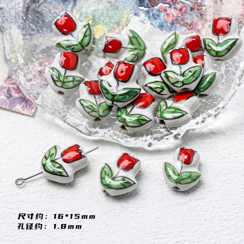 Mărgele ceramice din seria Roșu Foc Accesorii pentru bijuterii cu margele libere