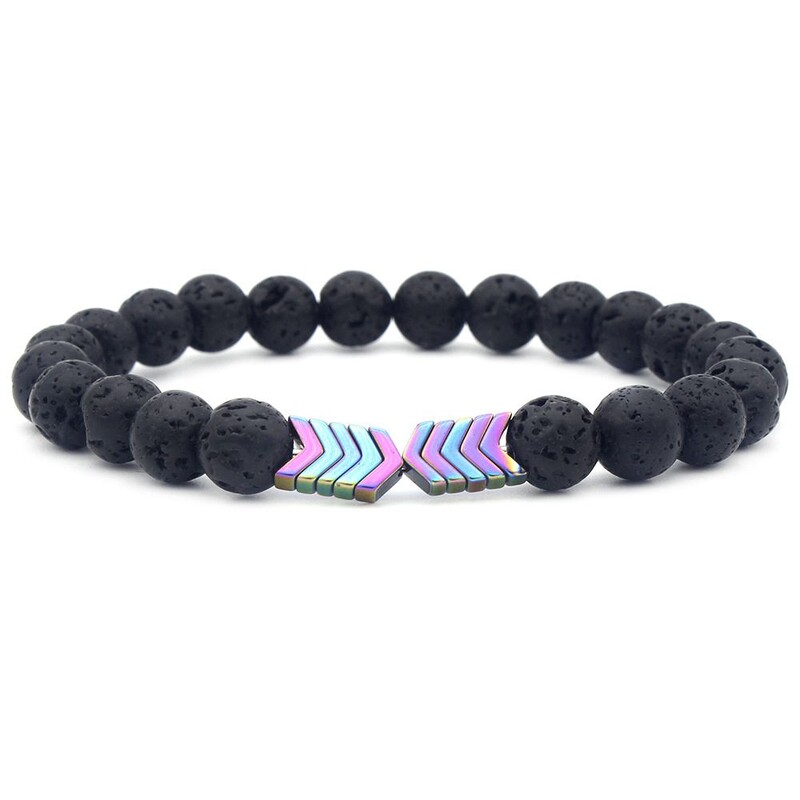 17 cm-es forró ékszer készlet fekete vulkáni kő színes galvanizálás mágneses energia karkötő láva karkötő