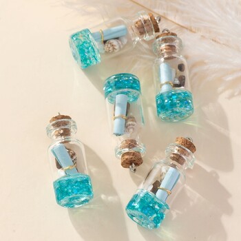 6 τμχ Drift Glass Bottle Charms Κρεμαστά μπιμπερό ευχών για κοσμήματα κατασκευής DIY χειροποίητα κολιέ σκουλαρίκια Αξεσουάρ μπρελόκ