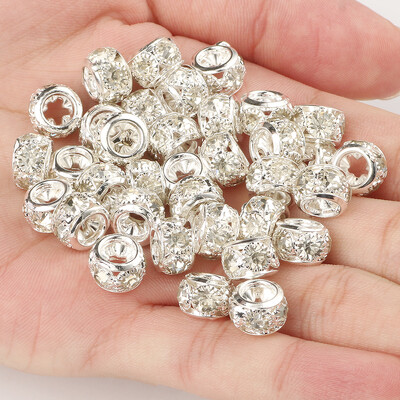 8 mm 10 mm 12 mm korálky s veľkým otvorom z kamienkov, krištáľové rondelové korálky, medené rozperné korálky, prívesky na výrobu šperkov, DIY náramky, doplnky