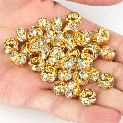 8 mm 10 mm 12 mm korálky s veľkým otvorom z kamienkov, krištáľové rondelové korálky, medené rozperné korálky, prívesky na výrobu šperkov, DIY náramky, doplnky