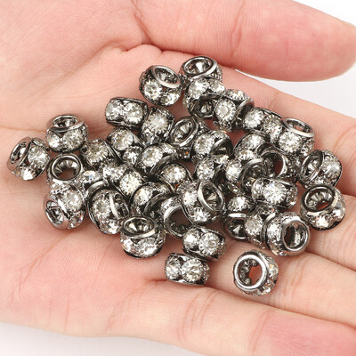 8 mm 10 mm 12 mm korálky s veľkým otvorom z kamienkov, krištáľové rondelové korálky, medené rozperné korálky, prívesky na výrobu šperkov, DIY náramky, doplnky