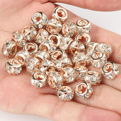 8 mm 10 mm 12 mm korálky s veľkým otvorom z kamienkov, krištáľové rondelové korálky, medené rozperné korálky, prívesky na výrobu šperkov, DIY náramky, doplnky