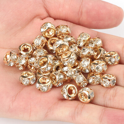 8 mm 10 mm 12 mm korálky s veľkým otvorom z kamienkov, krištáľové rondelové korálky, medené rozperné korálky, prívesky na výrobu šperkov, DIY náramky, doplnky