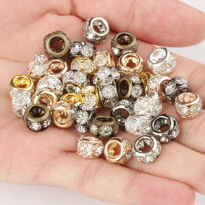 8 mm 10 mm 12 mm korálky s veľkým otvorom z kamienkov, krištáľové rondelové korálky, medené rozperné korálky, prívesky na výrobu šperkov, DIY náramky, doplnky
