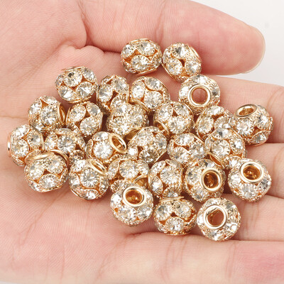 8 mm 10 mm 12 mm korálky s veľkým otvorom z kamienkov, krištáľové rondelové korálky, medené rozperné korálky, prívesky na výrobu šperkov, DIY náramky, doplnky