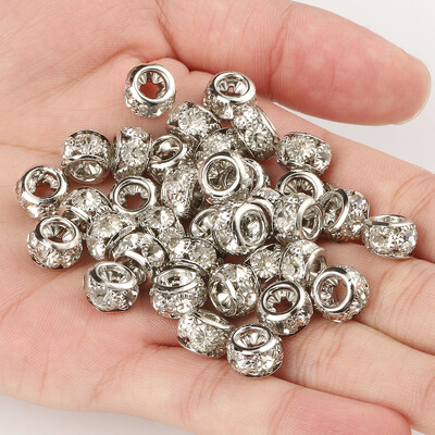 8 mm 10 mm 12 mm korálky s veľkým otvorom z kamienkov, krištáľové rondelové korálky, medené rozperné korálky, prívesky na výrobu šperkov, DIY náramky, doplnky