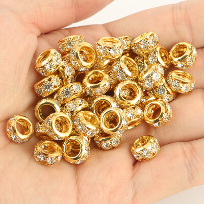 8 mm 10 mm 12 mm korálky s veľkým otvorom z kamienkov, krištáľové rondelové korálky, medené rozperné korálky, prívesky na výrobu šperkov, DIY náramky, doplnky