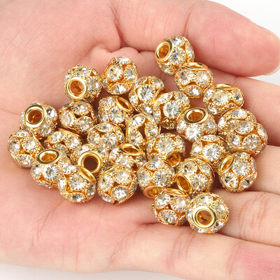 8 mm 10 mm 12 mm korálky s veľkým otvorom z kamienkov, krištáľové rondelové korálky, medené rozperné korálky, prívesky na výrobu šperkov, DIY náramky, doplnky