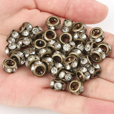 8 mm 10 mm 12 mm korálky s veľkým otvorom z kamienkov, krištáľové rondelové korálky, medené rozperné korálky, prívesky na výrobu šperkov, DIY náramky, doplnky