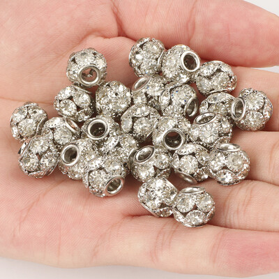 8 mm 10 mm 12 mm korálky s veľkým otvorom z kamienkov, krištáľové rondelové korálky, medené rozperné korálky, prívesky na výrobu šperkov, DIY náramky, doplnky