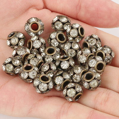 8 mm 10 mm 12 mm korálky s veľkým otvorom z kamienkov, krištáľové rondelové korálky, medené rozperné korálky, prívesky na výrobu šperkov, DIY náramky, doplnky