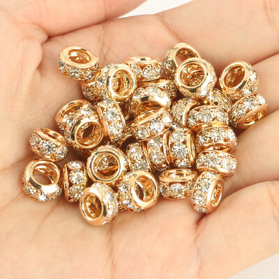 8 mm 10 mm 12 mm korálky s veľkým otvorom z kamienkov, krištáľové rondelové korálky, medené rozperné korálky, prívesky na výrobu šperkov, DIY náramky, doplnky