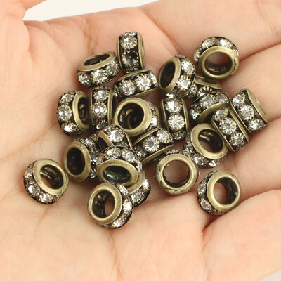 8 mm 10 mm 12 mm korálky s veľkým otvorom z kamienkov, krištáľové rondelové korálky, medené rozperné korálky, prívesky na výrobu šperkov, DIY náramky, doplnky