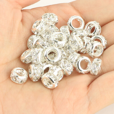 8 mm 10 mm 12 mm korálky s veľkým otvorom z kamienkov, krištáľové rondelové korálky, medené rozperné korálky, prívesky na výrobu šperkov, DIY náramky, doplnky