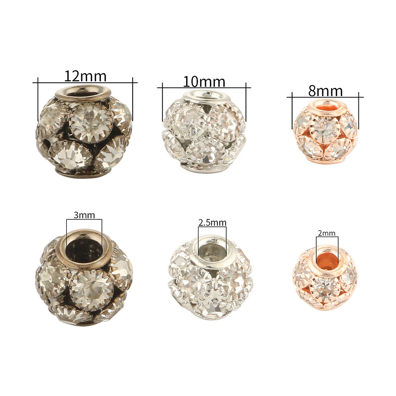 8 mm 10 mm 12 mm korálky s veľkým otvorom z kamienkov, krištáľové rondelové korálky, medené rozperné korálky, prívesky na výrobu šperkov, DIY náramky, doplnky