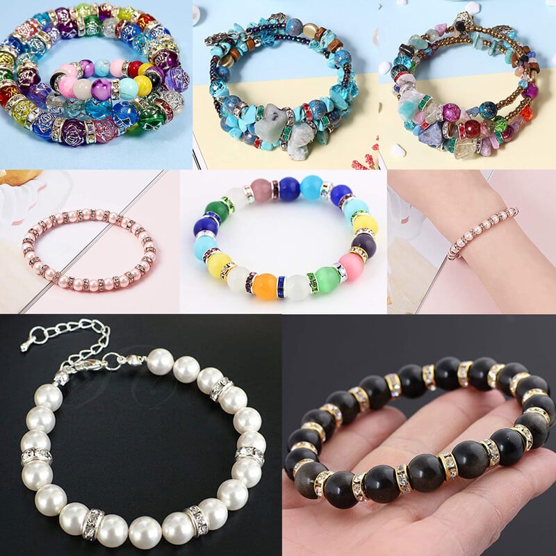 8 mm 10 mm 12 mm korálky s veľkým otvorom z kamienkov, krištáľové rondelové korálky, medené rozperné korálky, prívesky na výrobu šperkov, DIY náramky, doplnky