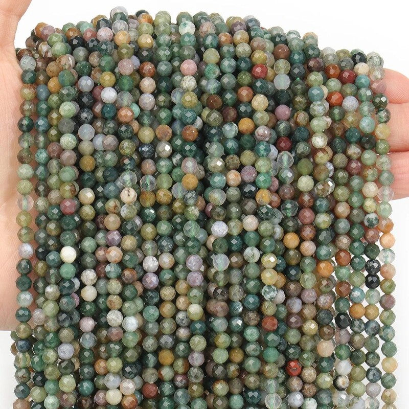 Prírodný indický achát A+ 2 mm 3 mm 4 mm malé fazetované kamenné korálky, okrúhle voľné korálky na výrobu šperkov, náramky, náhrdelníky, šnúrka