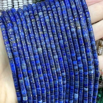 Φυσικό στρογγυλό σωλήνα Lapis Lazuli Faceted Loose Spacer Stone Beads for Jewelry Making DIY Handmade Bracelets Κολιέ αξεσουάρ