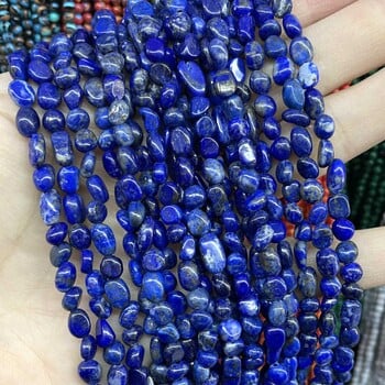 Φυσικό στρογγυλό σωλήνα Lapis Lazuli Faceted Loose Spacer Stone Beads for Jewelry Making DIY Handmade Bracelets Κολιέ αξεσουάρ