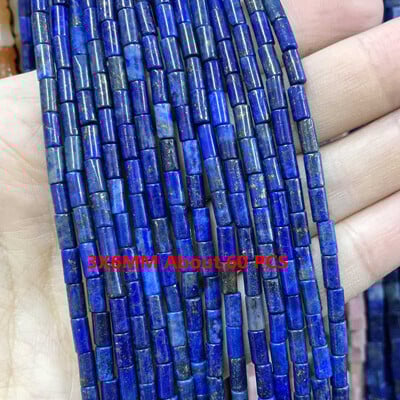 Természetes Lapis Lazuli kerek cső csiszolt laza távtartó kőgyöngyök ékszerkészítéshez barkácsolás kézzel készített karkötők nyaklánc kiegészítők