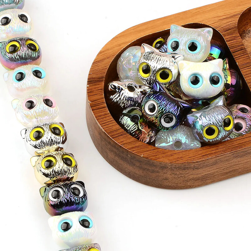 6 ks 1,9 x 1,6 cm Náhodné farebné mixovanie Farebné akrylové korálky Veľké oči Mačacia hlava DIY Ručne vyrobený náramok Šperky Materiál Doplnky