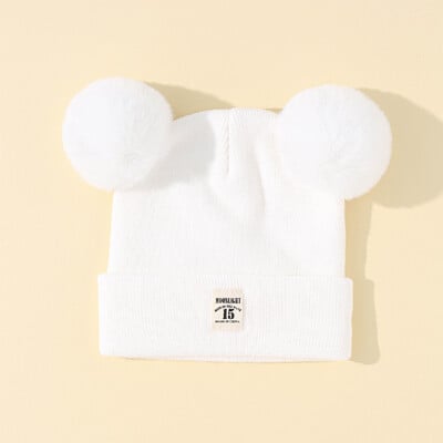 Jednofarebná vlnená pletená čiapka Bonnet Bebe novorodenecká čiapka s brmbolcom, roztomilá zimná čiapka pre deti, chlapcov a dievčatá, teplá čiapka Beanie, 0-3 roky