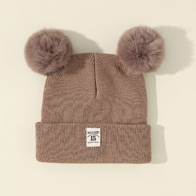 Jednofarebná vlnená pletená čiapka Bonnet Bebe novorodenecká čiapka s brmbolcom, roztomilá zimná čiapka pre deti, chlapcov a dievčatá, teplá čiapka Beanie, 0-3 roky