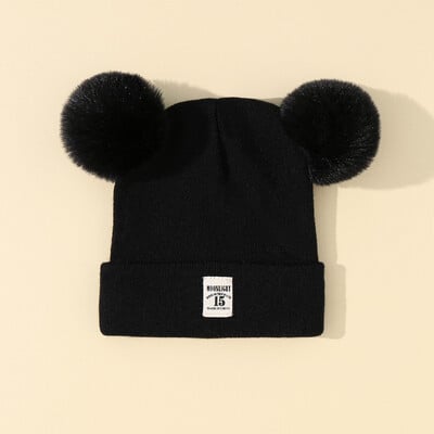 Jednofarebná vlnená pletená čiapka Bonnet Bebe novorodenecká čiapka s brmbolcom, roztomilá zimná čiapka pre deti, chlapcov a dievčatá, teplá čiapka Beanie, 0-3 roky