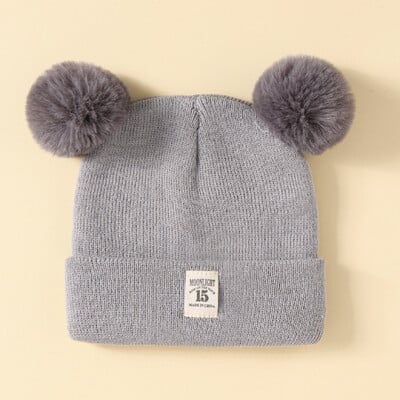 Jednofarebná vlnená pletená čiapka Bonnet Bebe novorodenecká čiapka s brmbolcom, roztomilá zimná čiapka pre deti, chlapcov a dievčatá, teplá čiapka Beanie, 0-3 roky