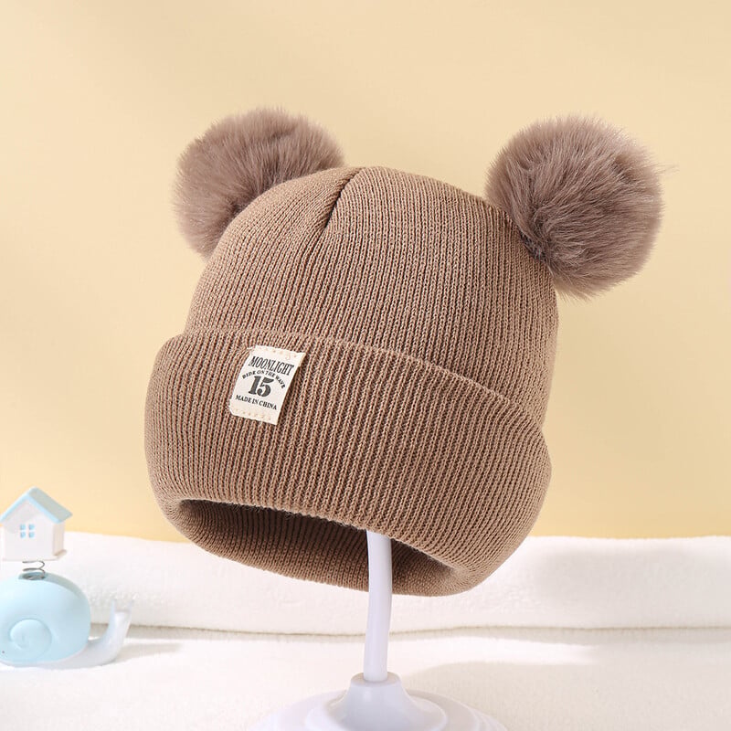 Jednofarebná vlnená pletená čiapka Bonnet Bebe novorodenecká čiapka s brmbolcom, roztomilá zimná čiapka pre deti, chlapcov a dievčatá, teplá čiapka Beanie, 0-3 roky
