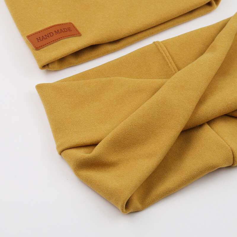 2 buc/lot Faux Cașmir Bebeluș Turban Pălării Set eșarfe Nou-născuți Copii Stick din piele Iarnă Straturi duble Căciuli Bonete Fashion Headwraps