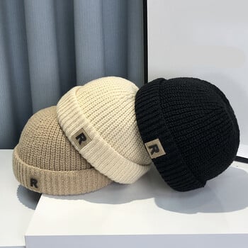 Μονόχρωμο γράμμα Baby Beanie Καπέλο χειμωνιάτικο ζεστό πλεκτό καπέλο για κορίτσια αγόρια Vintage κεντημένο BOSTON Παιδικό Παιδικό Μπόνε με κροσέ