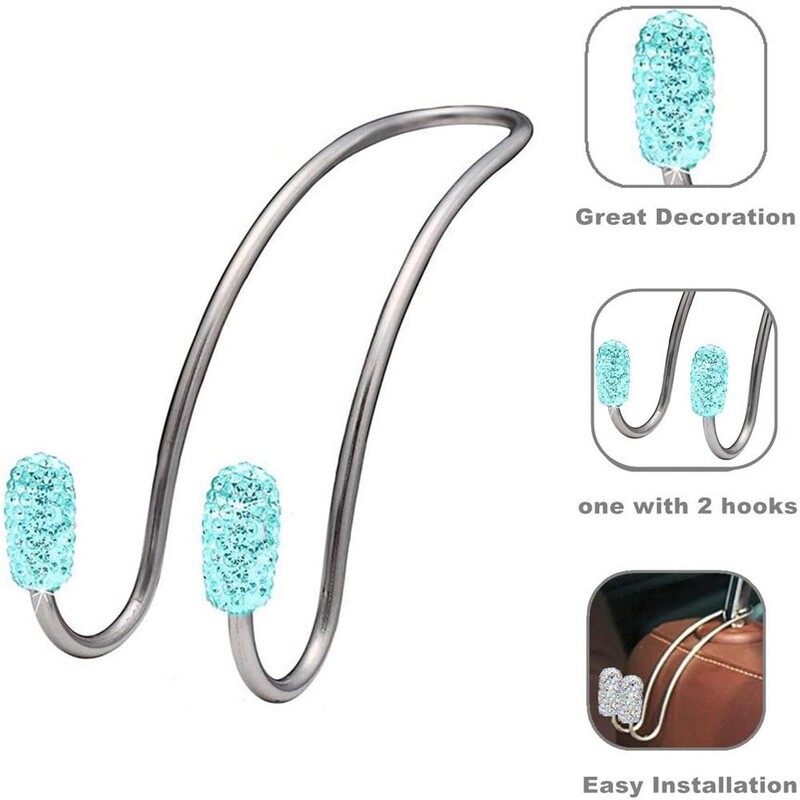 2 csomagos üléstámla rendszerezők Bling Diamond univerzális autós fejtámla táskaakasztók Erős, tartós automatikus hátsó ülés tároló kampók