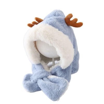 Žieminė vaikiška kepurė, kepurė berniukui, mergaitei, animacinis filmas Elnio ragas, kūdikis, kepuraitė, šalikas Minkštas pliušinis pamušalas, kūdikis, atsparus vėjui, storas kūdikių kepurėlis