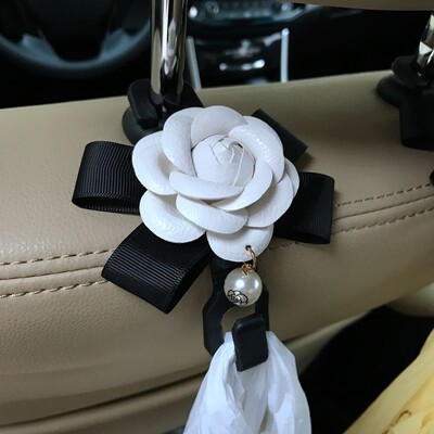 1PC Camellia Flowers Автомобилни куки Закачалки за облегалката на седалката Органайзер Автоматична стойка за облегалка за глава Куки за съхранение Щипки Стилизиращи автомобилни аксесоари