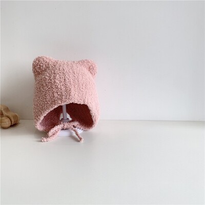 Jesen Zima Dječja pletena kapa Korejska topla dječja kapa s užetom Jednobojna kapa za malu djecu Dječaci Djevojčice Kape s bonom kapa