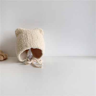 Jesen Zima Dječja pletena kapa Korejska topla dječja kapa s užetom Jednobojna kapa za malu djecu Dječaci Djevojčice Kape s bonom kapa