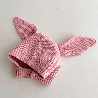 Dječja kapa sa slatkim zecom Jesenska zimska vunena pletena kapa za malu djecu dječaka djevojčicu Jednobojne crtiće Topla kapa za zaštitu ušiju