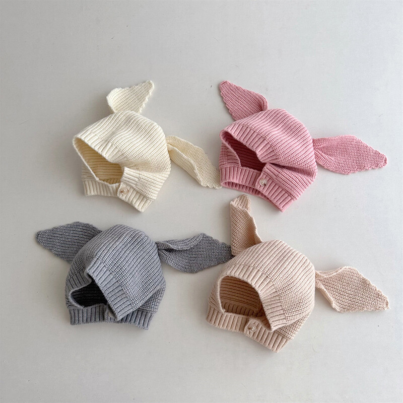 Dječja kapa sa slatkim zecom Jesenska zimska vunena pletena kapa za malu djecu dječaka djevojčicu Jednobojne crtiće Topla kapa za zaštitu ušiju
