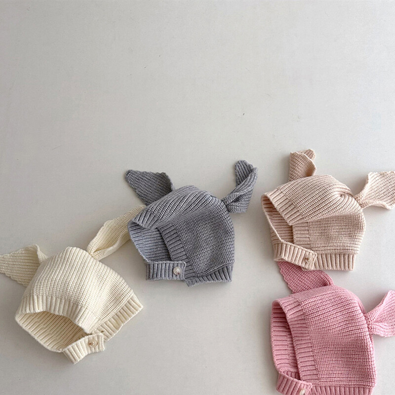 Dječja kapa sa slatkim zecom Jesenska zimska vunena pletena kapa za malu djecu dječaka djevojčicu Jednobojne crtiće Topla kapa za zaštitu ušiju