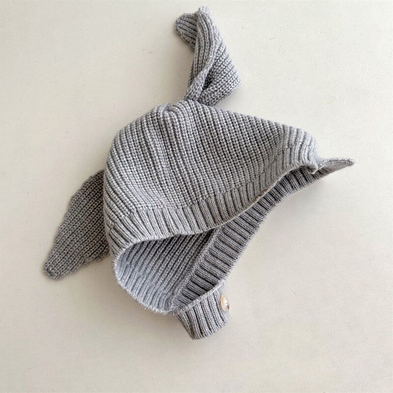 Dječja kapa sa slatkim zecom Jesenska zimska vunena pletena kapa za malu djecu dječaka djevojčicu Jednobojne crtiće Topla kapa za zaštitu ušiju