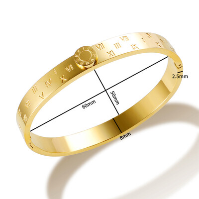 Brățară cu numere romane emailat din oțel inoxidabil, culoare aurie, negru, colorată, pentru femei, bărbați, cuplu, modă, bijuterii simple, cadou