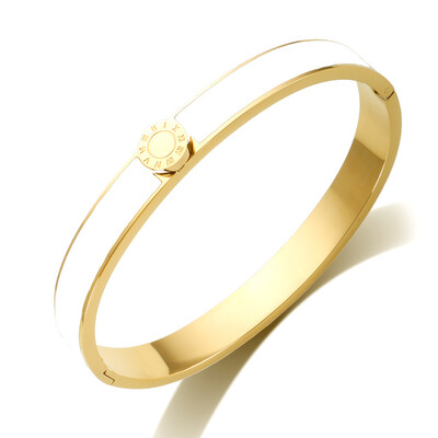 Brățară cu numere romane emailat din oțel inoxidabil, culoare aurie, negru, colorată, pentru femei, bărbați, cuplu, modă, bijuterii simple, cadou