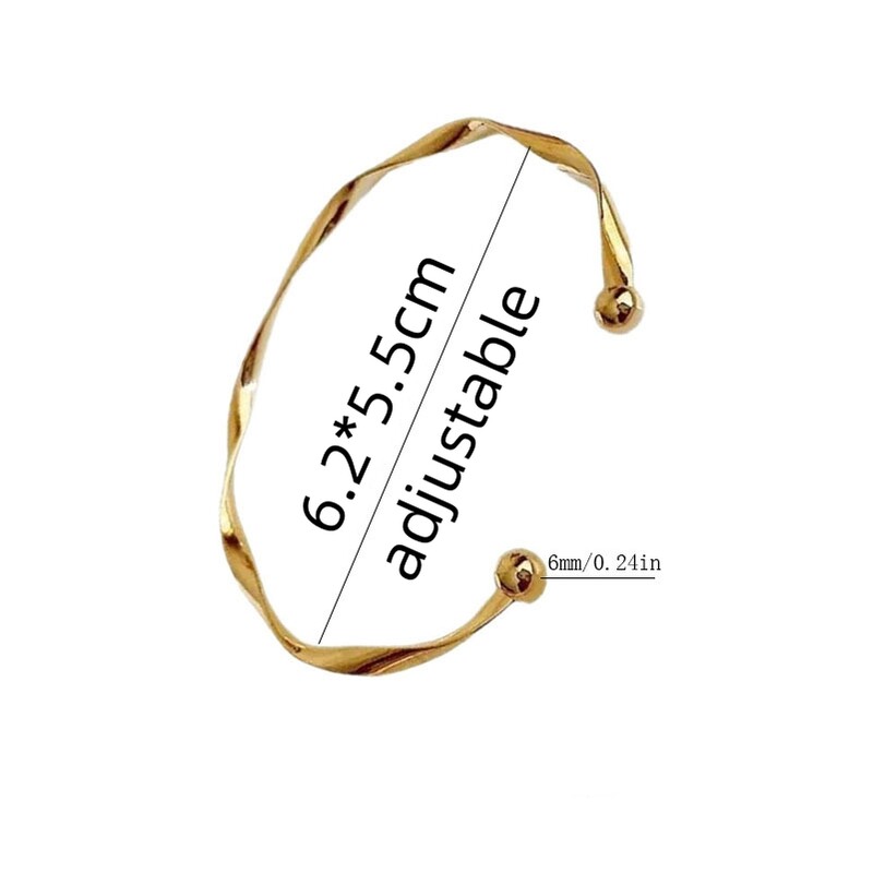 Jednoduché trendy nepravidelné Mobius Twist otvorené manžety náramky pre ženy zlatá farba nastaviteľné šperky Noeud náramok Pulseiras