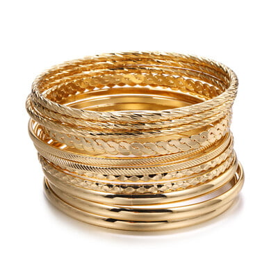 12 ks Punk Curb Cuban Chain Bracelets Set pre ženy Miami Boho Thick Gold Color Charm Bracelets Bangles Fashion Short Short