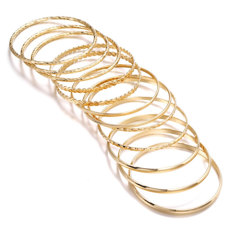 12 ks Punk Curb Cuban Chain Bracelets Set pre ženy Miami Boho Thick Gold Color Charm Bracelets Bangles Fashion Short Short