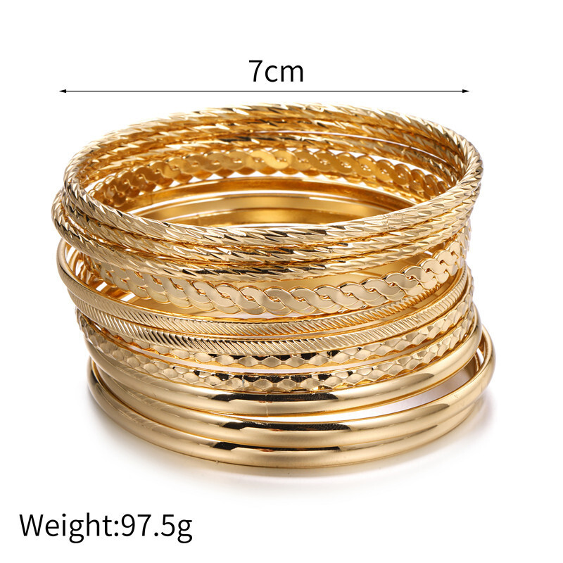 12 ks Punk Curb Cuban Chain Bracelets Set pre ženy Miami Boho Thick Gold Color Charm Bracelets Bangles Fashion Short Short