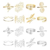 Brățară Boho Vintage, auriu, argintiu, cu pene, braț pentru braț deschis, braț, braț, sculptură cu flori, India, bijuterii pentru femei